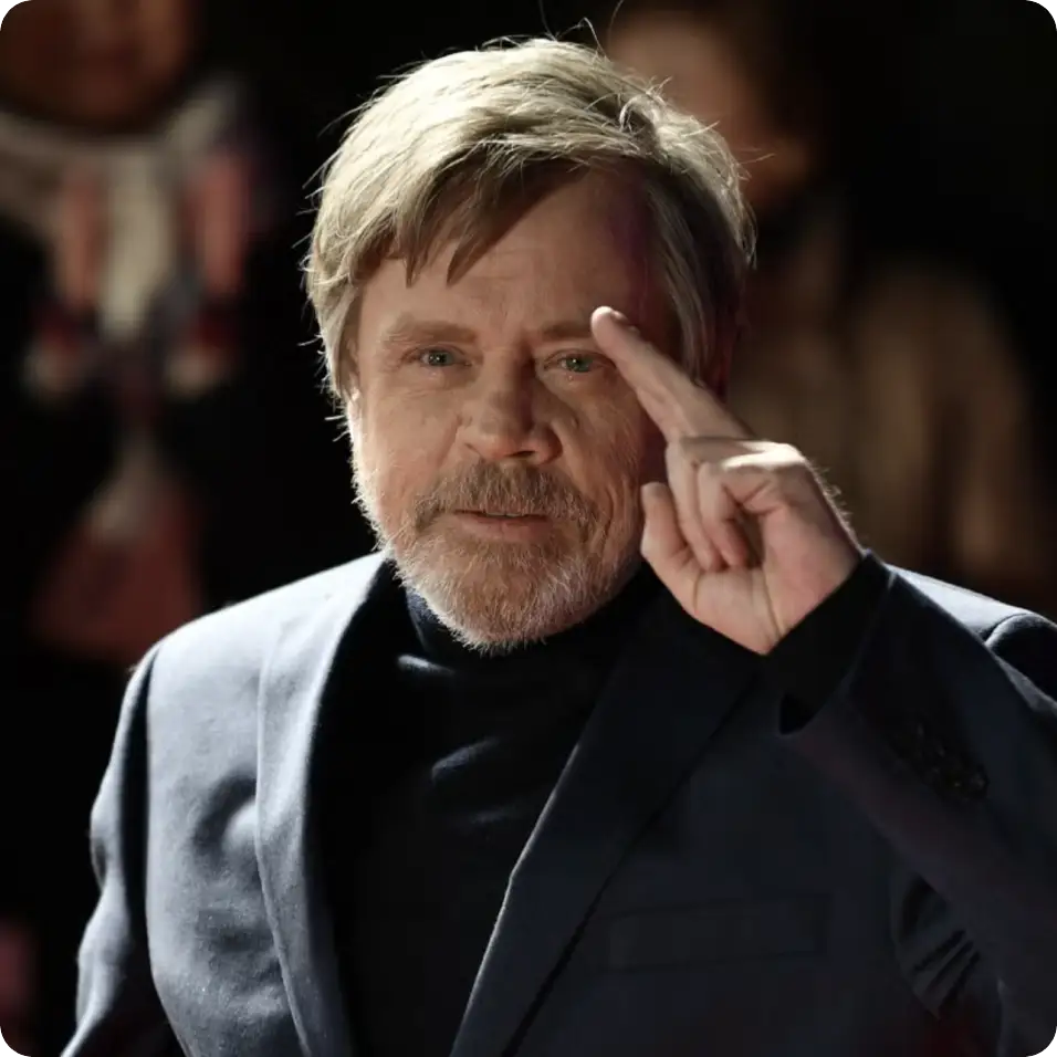 the actor who plays Luke Skywalker gesturing