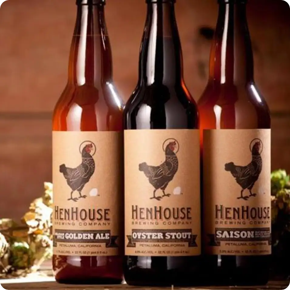 three bottles of HenHouse beer
