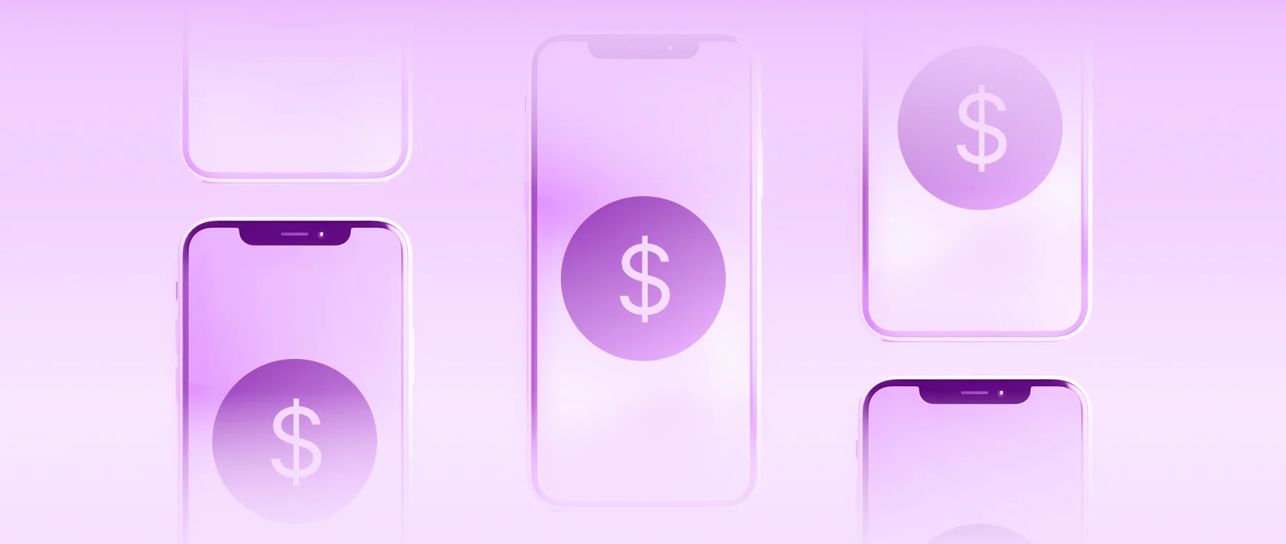 illustration of purple phones with dollar signs