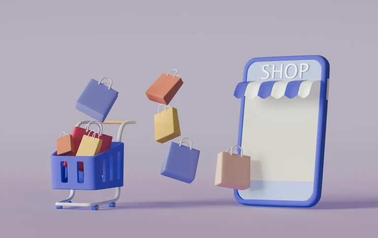 illustration of shopping via mobile phone